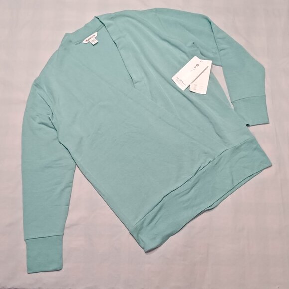 NEW Athleta Wintergreen M Purana V Neck Wrap Sweatshirt Sweater - Picture 6 of 8
